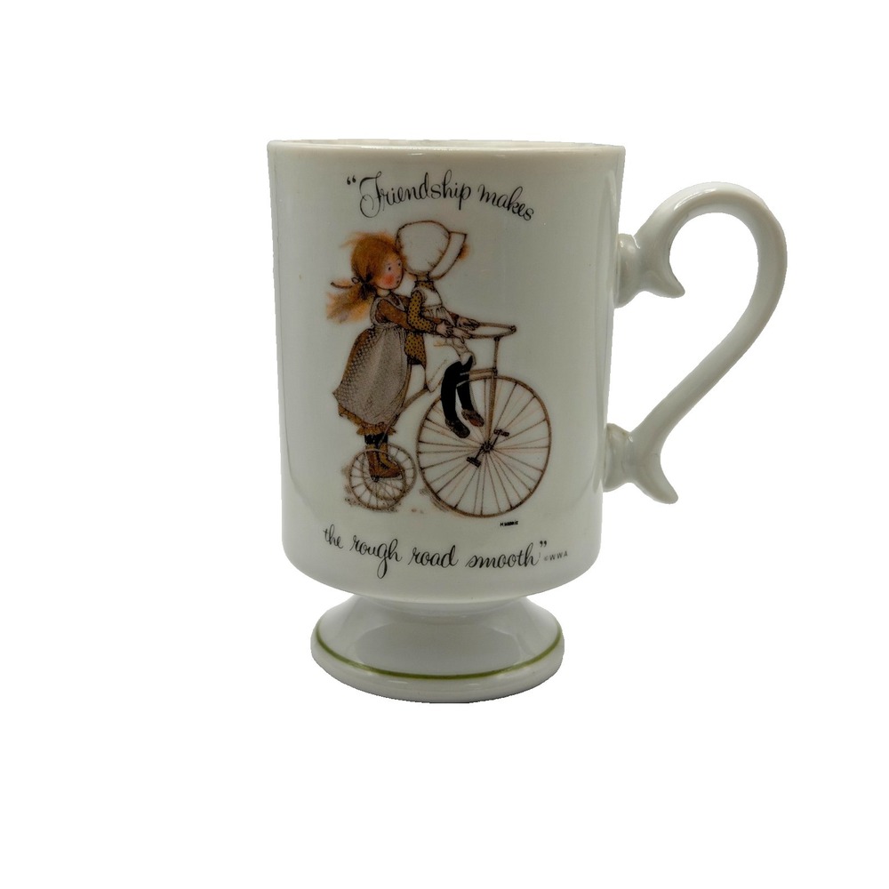 Holly Hobbie Porcelain Mug 1973 Friendship Art Painted Vintage Collectible